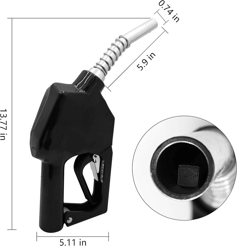 PANCYCW -11A Black 3/4" NPT Automatic Fuel Nozzle Auto Shut Off Nozzle Gas Pump Nozzle Max Flow Rate 16 GPM With 3-Notch Hold Open Clip13/16"Spout Used for Gasoline Oil, Kerosene Biodiesel - Image 4